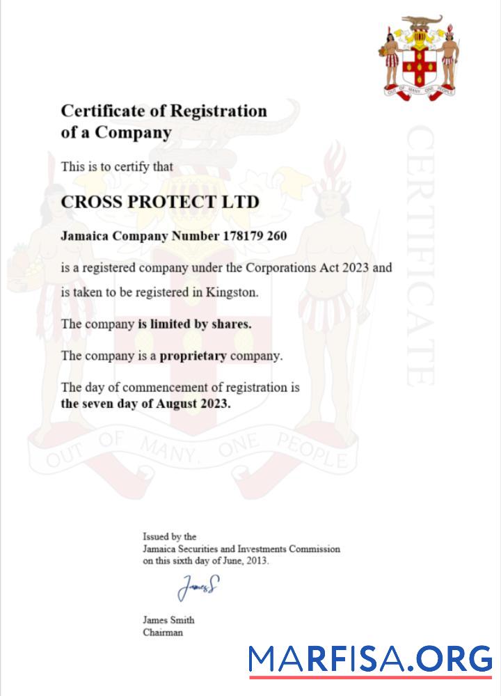 Blank Jamaica certificate of registration Word and PDF template